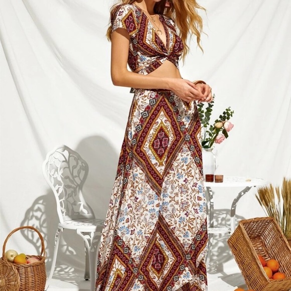 🆕Sexy Bohemian Gypsy Maxi Split Spring Skirt Set - Picture 4 of 8